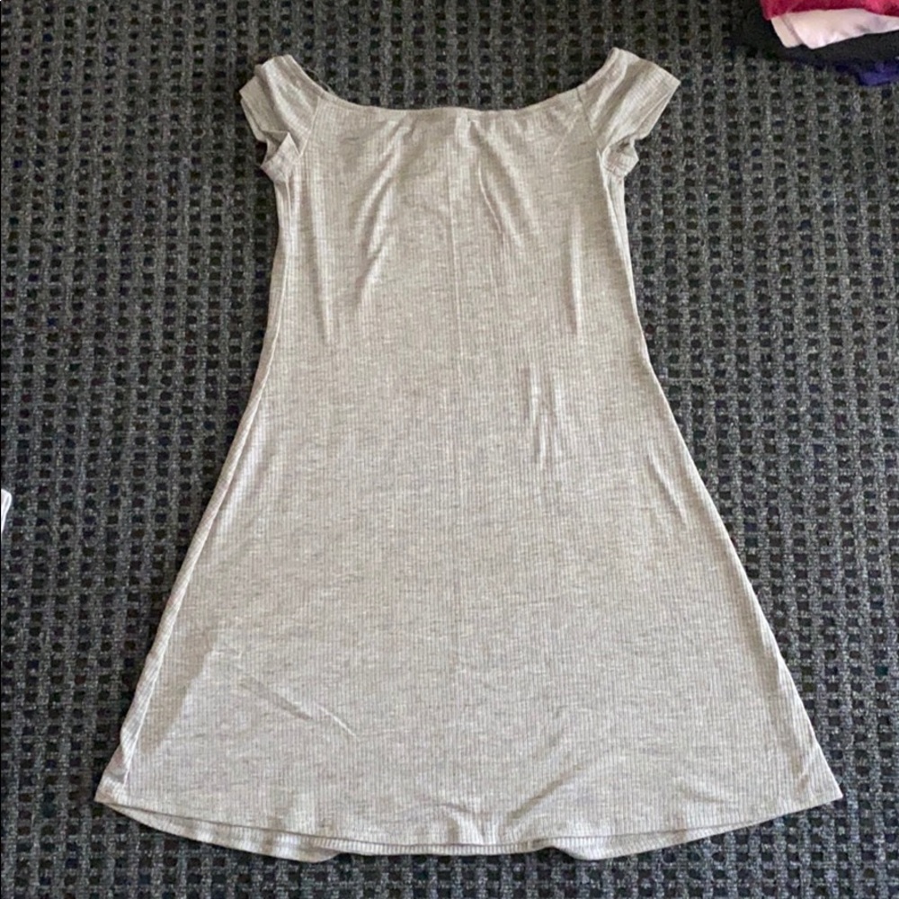 grey off the shoulder dress